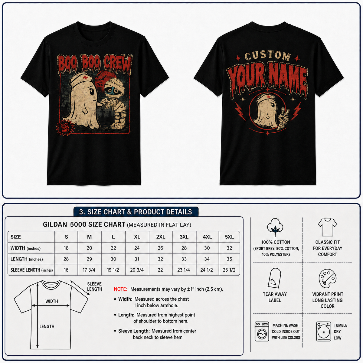 Boo Boo Crew Nurse Ghost Mummy Spooky Halloween Shirt with Custom Name