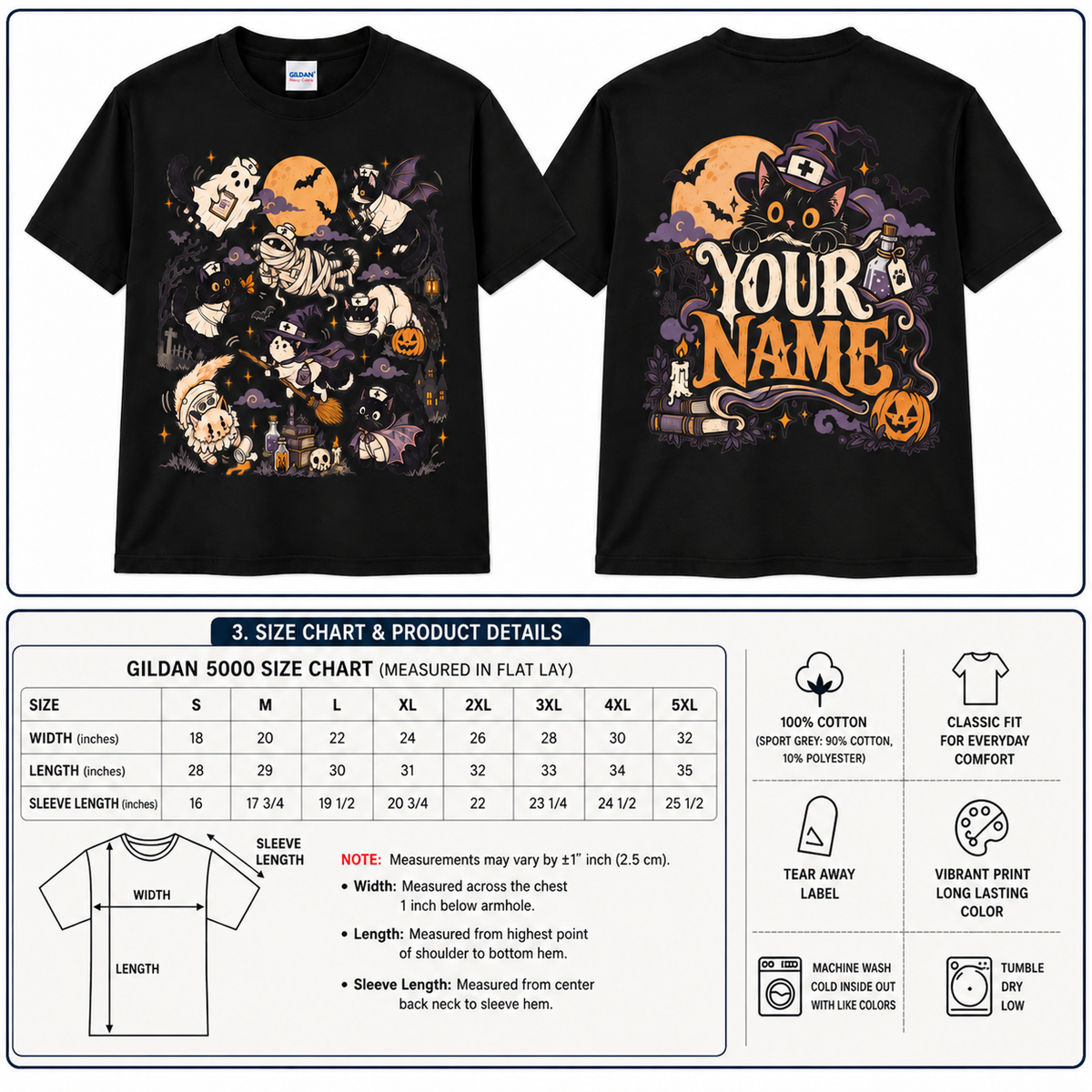 Spooky Halloween Nurse Cat Custom Shirt Cute Witchy Medical Mascot T Shirt