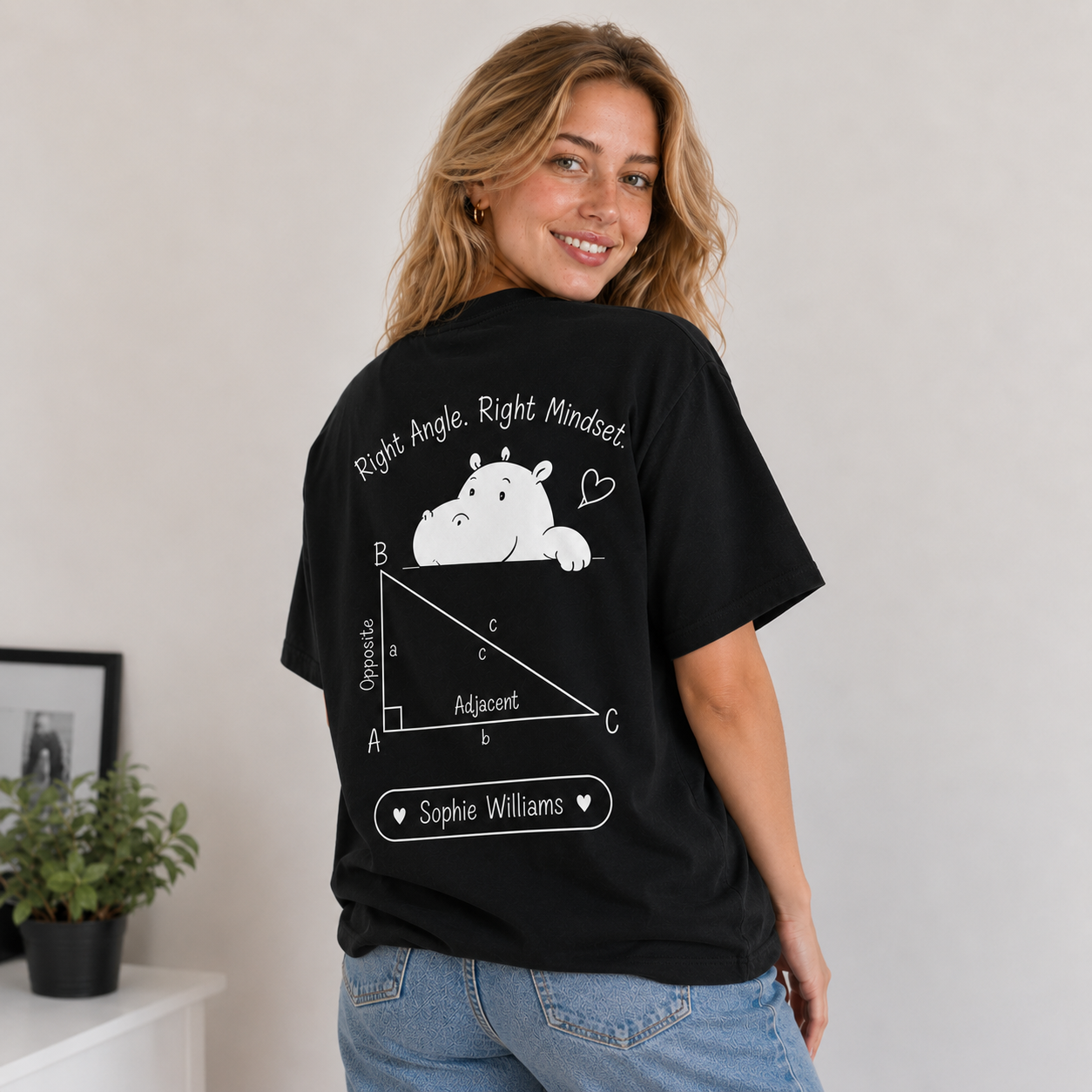 Custom Funny Hippopotenuse Math Teacher Geometry Gift Unisex T-Shirt
