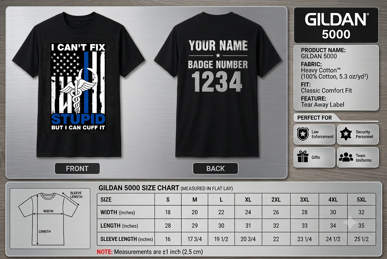 Funny Custom Name Correctional Officer Shirt, I Can't Fix Stupid But I Can Cuff It Gift Tee
