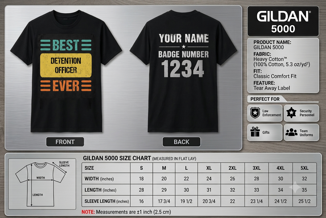 Personalized Best Detention Officer Shirt - Custom Retro Law Enforcement Apparel