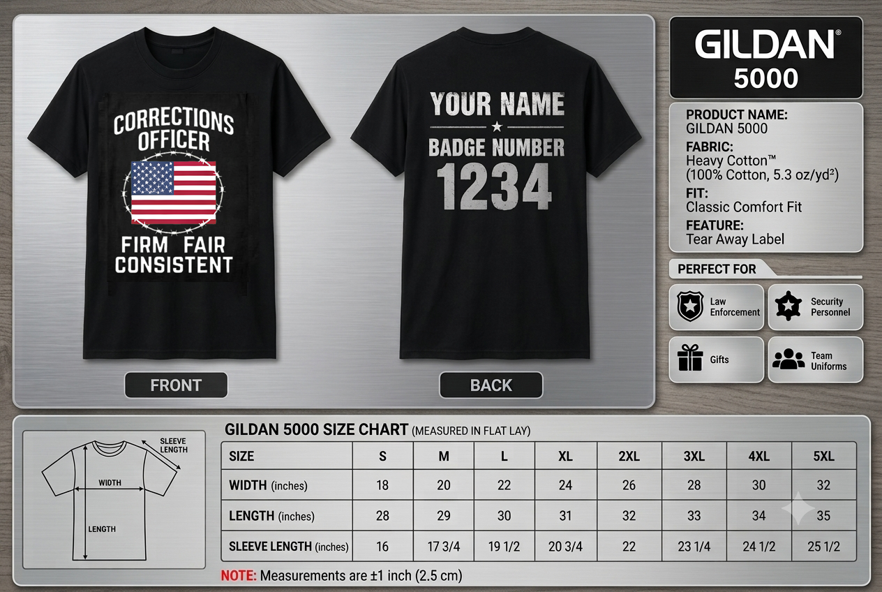 Custom Name Corrections Officer Shirt, Firm Fair Consistent American Flag Prison Guard Tee