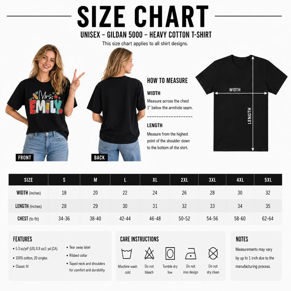 Custom Teacher Name Shirt Colorful Applique Alphabet Unisex T-Shirt