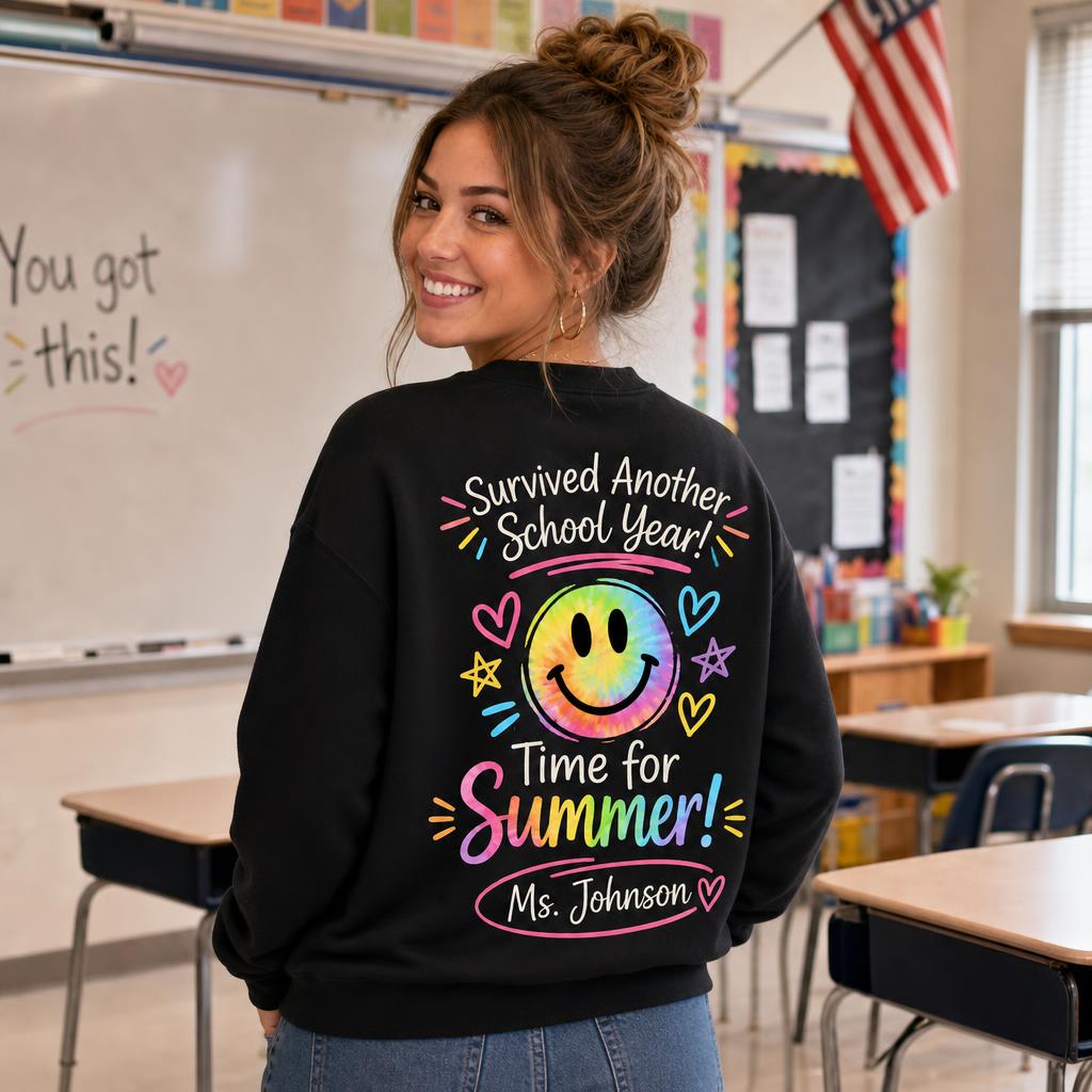 Custom Time For Summer Teacher Sweatshirt Happy Last Day Of School Gift