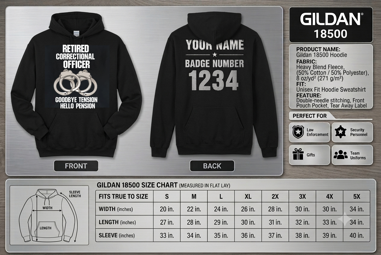 Custom Name Retired Correctional Officer Hoodie, Goodbye Tension Hello Pension Retirement Hoodie