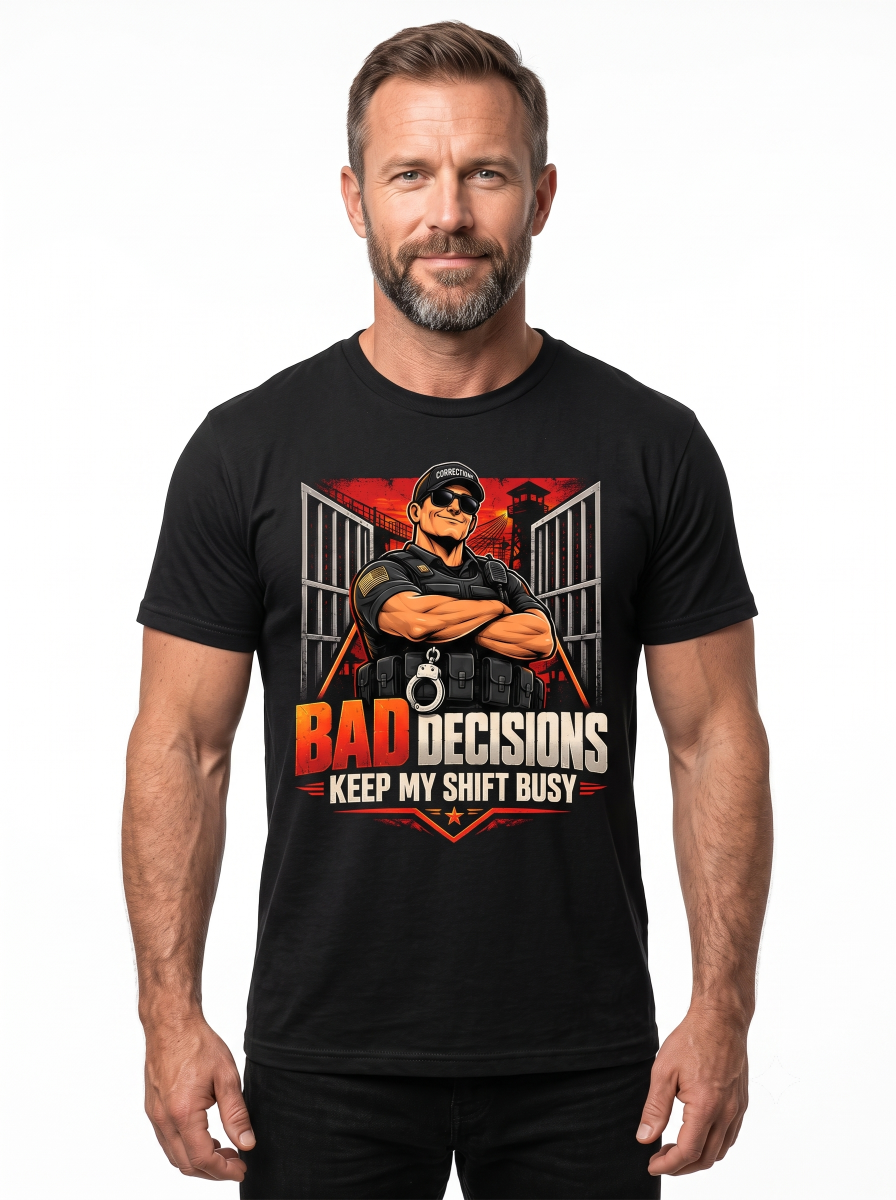 Personalized Correctional Officer Shirt – "Same People, Different Bad Decisions" Front & Back Graphic Duty Tee