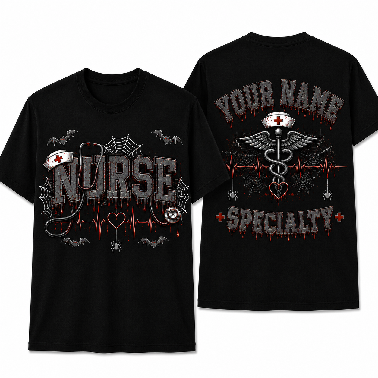 Personalized Cute Halloween Nurse Shirt Custom RN Gift Look Unisex T-Shirt