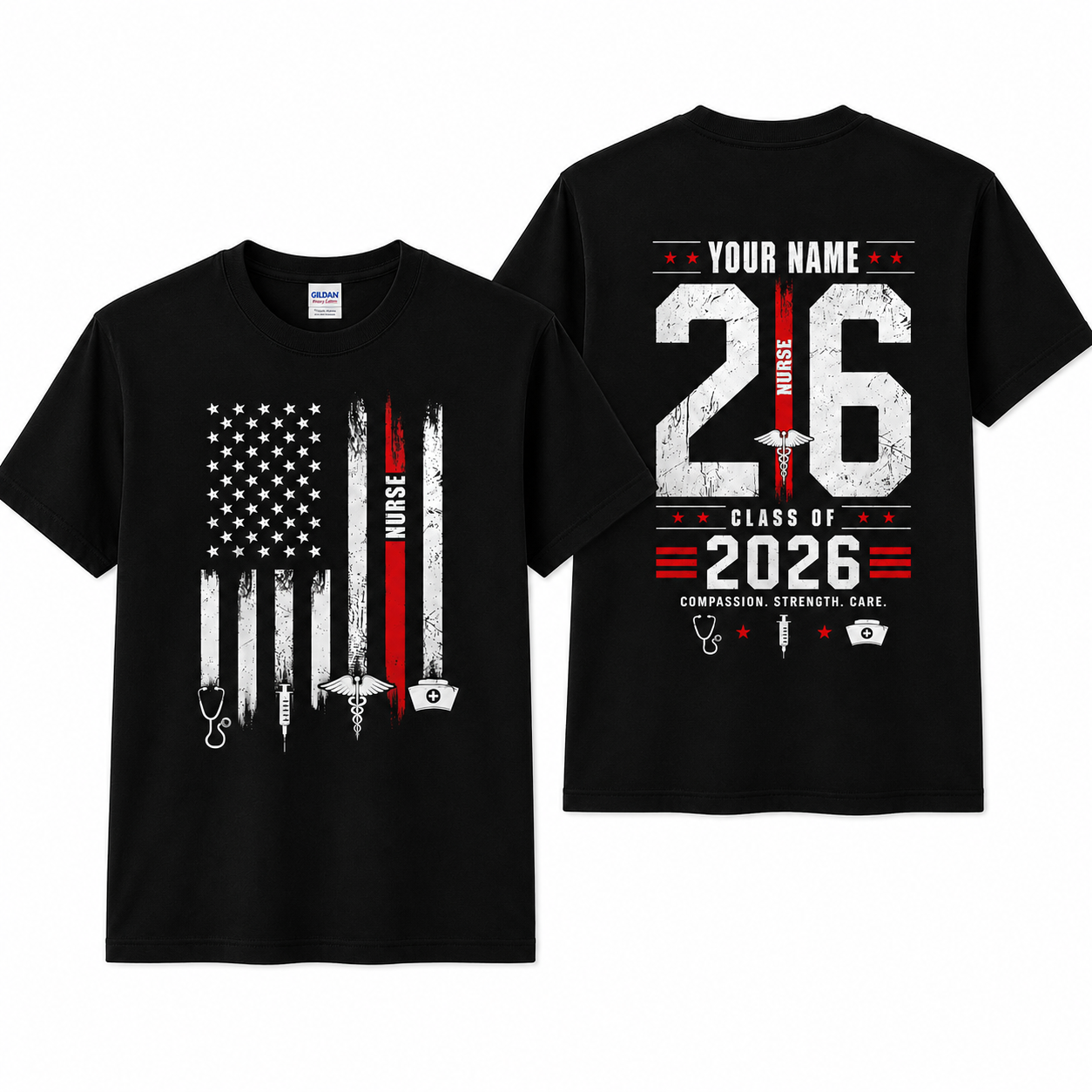 Personalized Funny American Flag Nurse Shirt Custom Nurse Day Gift Unisex T-Shirt