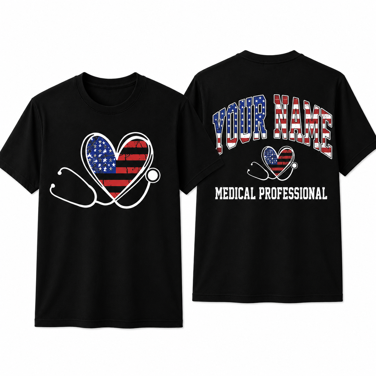 Personalized School Nurse Stethoscope Heart Shirt Custom Nurse Gift Unisex T-Shirt