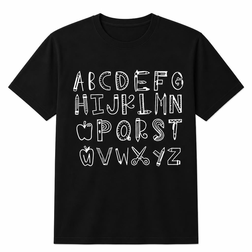 Personalized Alphabet Teacher Shirt Women Teaching Graphic Kindergarten Unisex T-Shirt