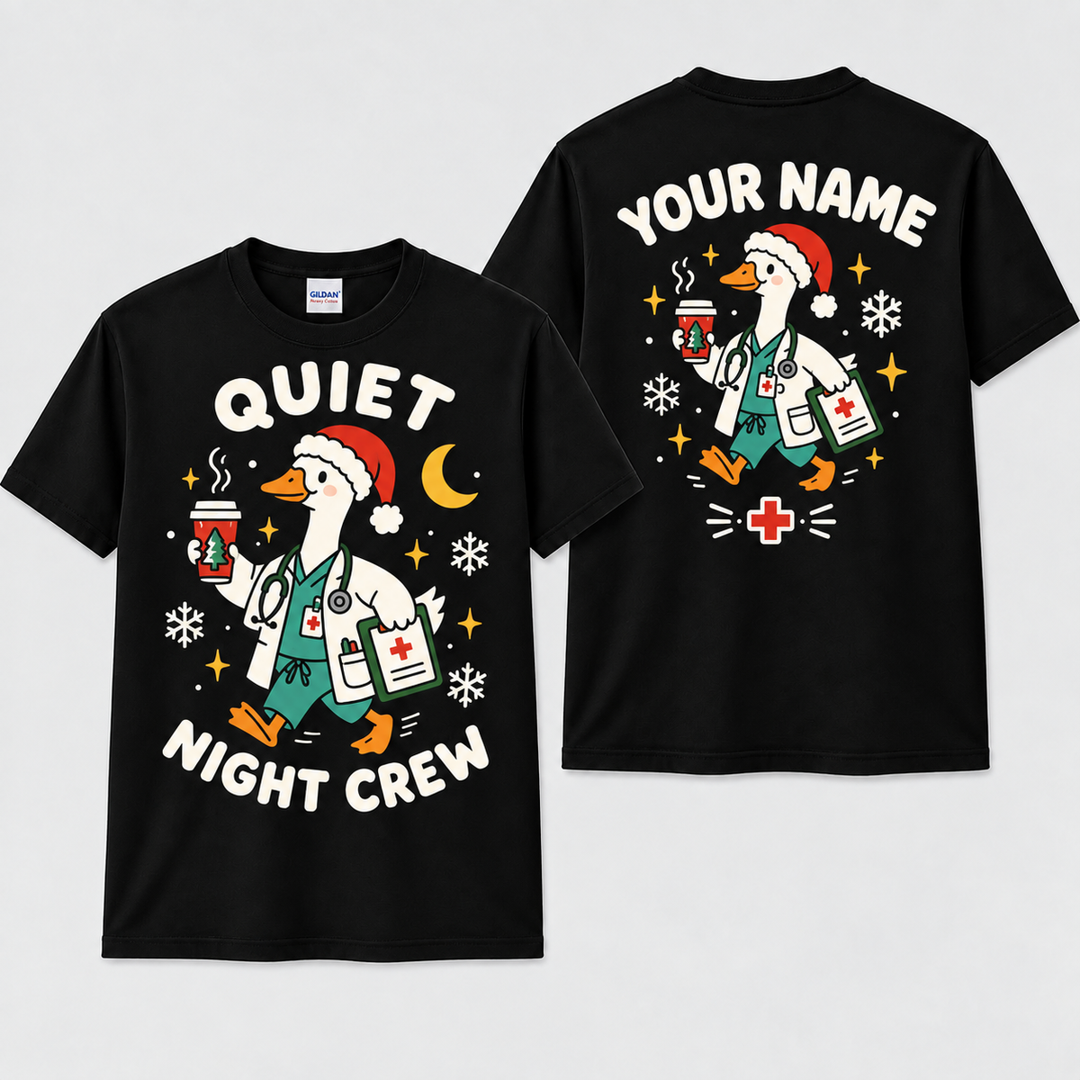 Custom Christmas Goose Nurse Unisex T Shirt, Personalized RN Tee, Funny Registered Nurse Holiday Gift, ER ICU Nurse Shirt