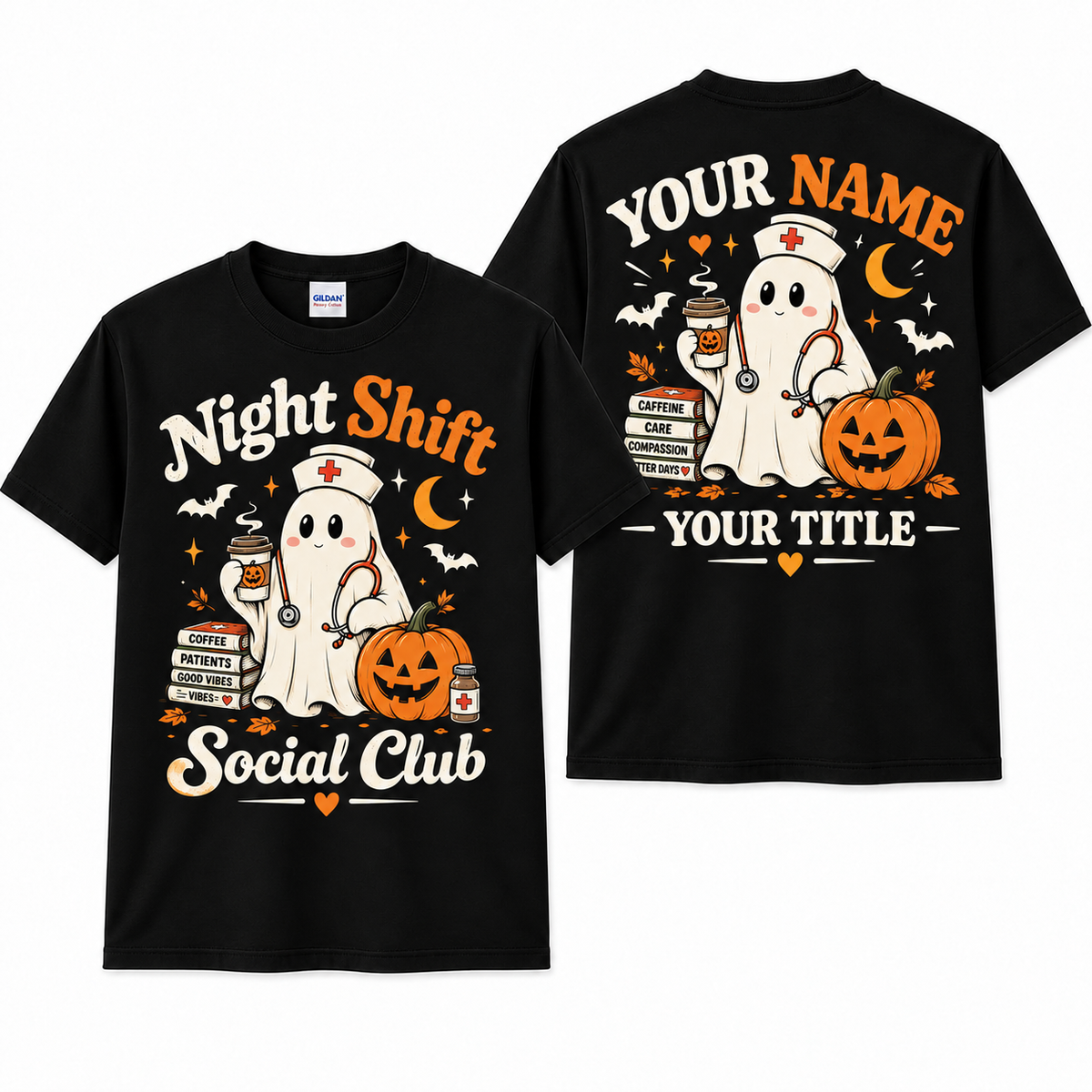 Personalized Night Shift Nurse Shirt Custom Halloween Nurse Ghost Tee Unisex T-Shirt