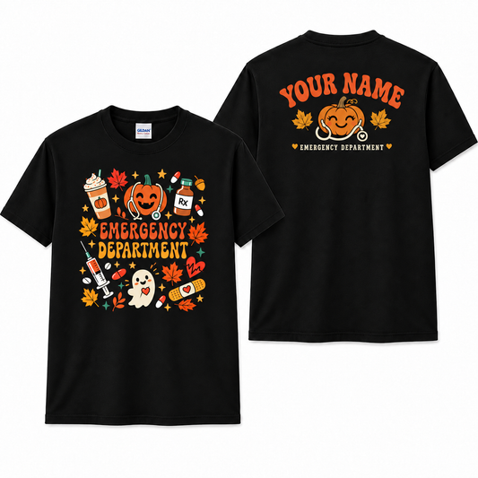 Personalized Custom ER Nurse Halloween Spooky Emergency Department Unisex T-Shirt