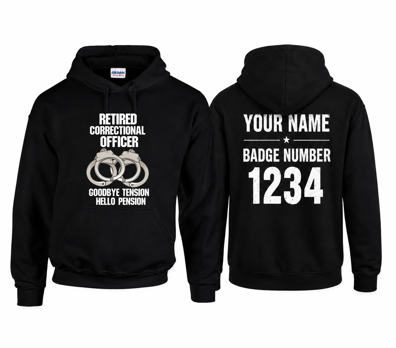 Custom Name Retired Correctional Officer Hoodie, Goodbye Tension Hello Pension Retirement Hoodie
