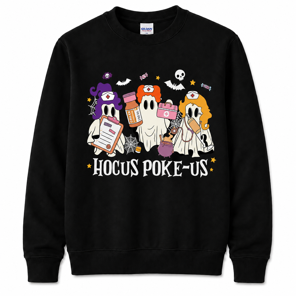 Personalized Custom Hocus Poke-Us Nurse Halloween Sweatshirt Funny Ghost