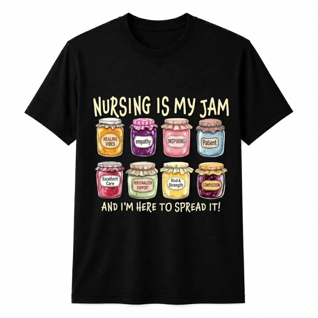 Nursing Is My Jam Nurse Shirt Registered RN Gift Funny Medical Unisex T-Shirt