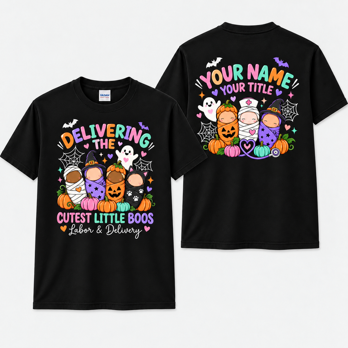 Personalized Halloween Labor And Delivery Nurse Shirt Custom L&D Nurse Gift Unisex T-Shirt