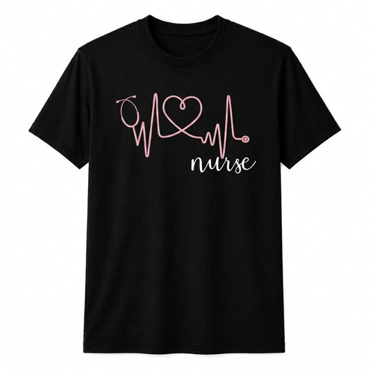 Personalized Nurse Heartbeat Shirt Custom RN Gift Nursing Life Unisex T-Shirt