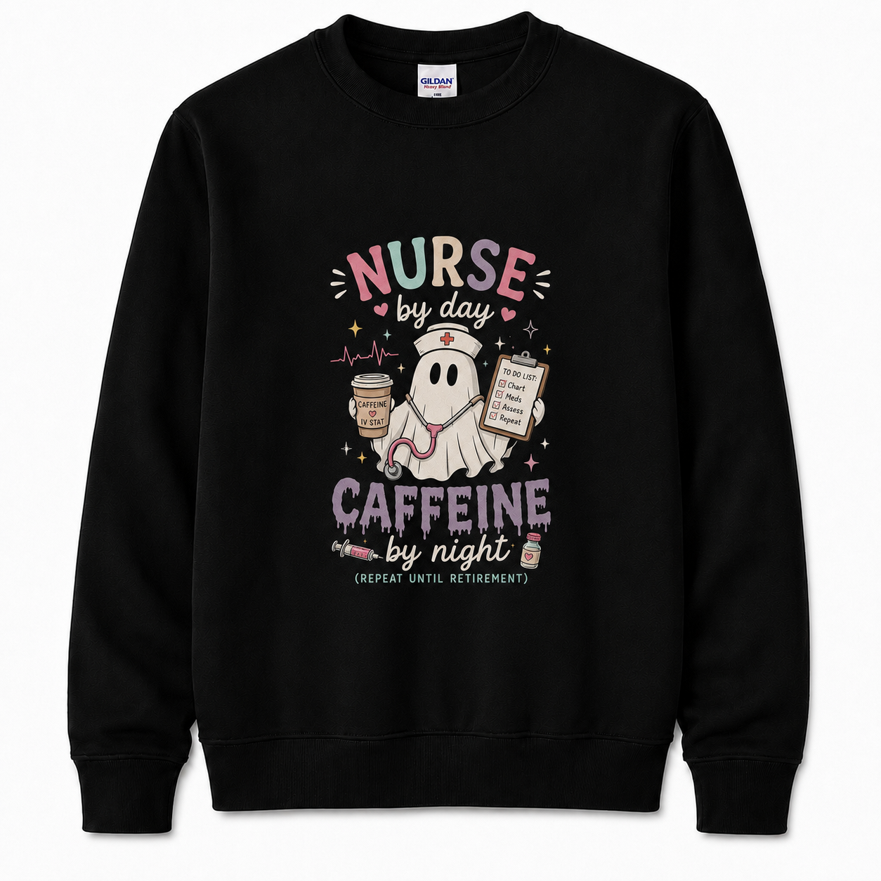 Personalized Halloween Nurse Sweatshirt Custom Name Hocus Poke-Us Ghost Graphic Nurse Gift