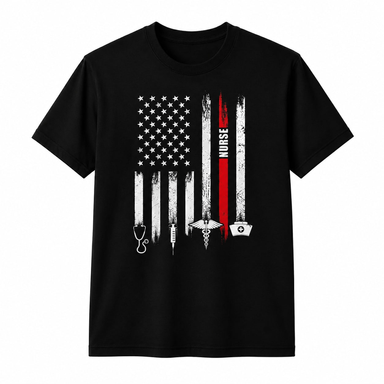 Personalized Funny American Flag Nurse Shirt Custom Nurse Day Gift Unisex T-Shirt