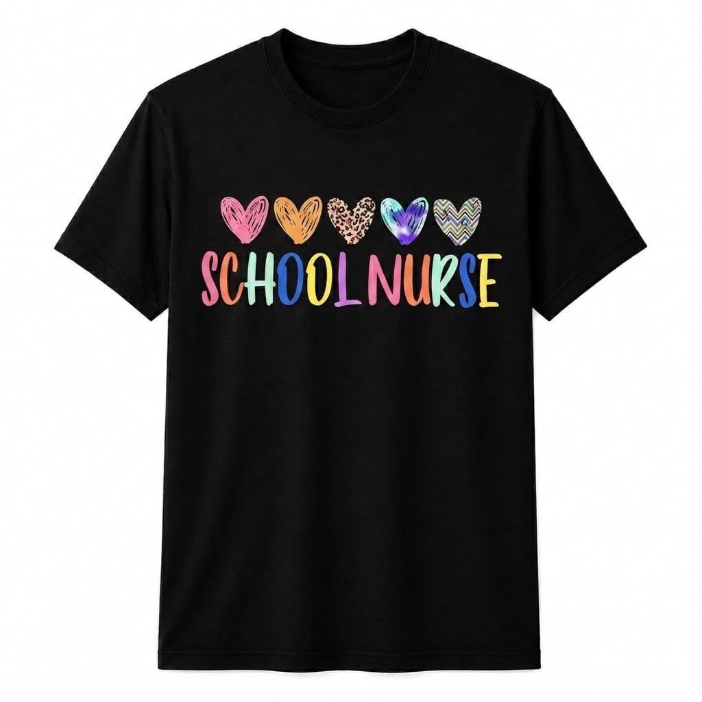 Personalized School Nurse Heart Shirt Custom Nurse Appreciation Gift Unisex T-Shirt