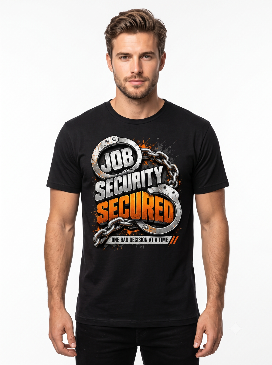 Custom Corrections Officer Duty Shirt – "Job Security Secured" Front & Back Graphic T-Shirt, Personalized Jailer Deputy Gift