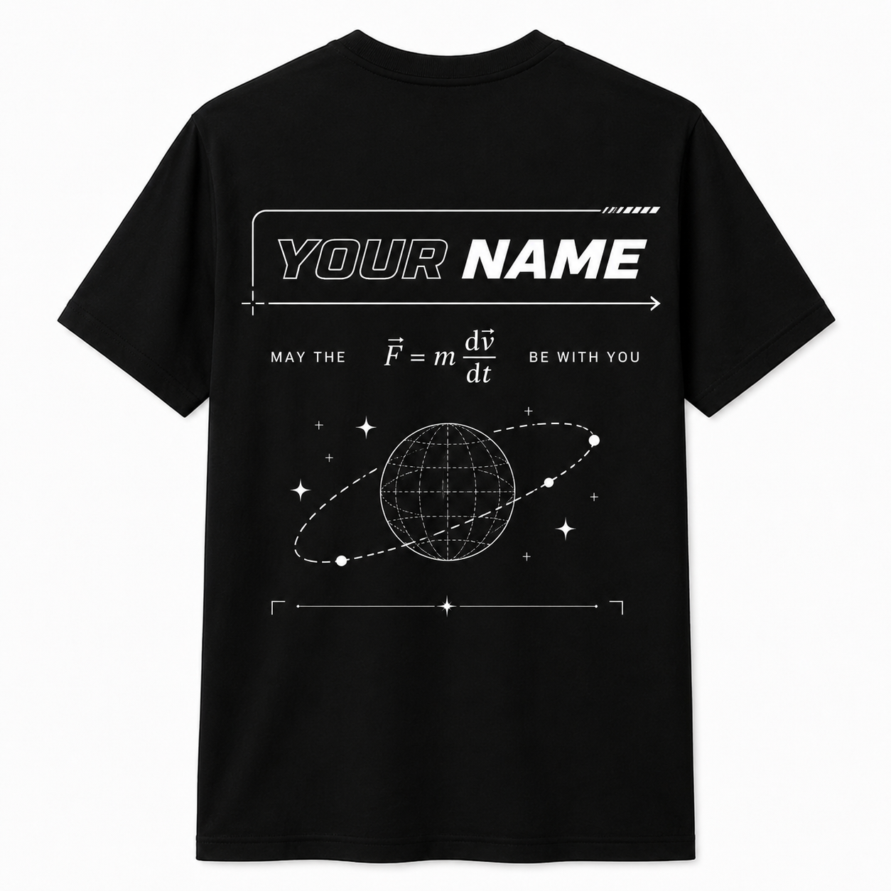 Personalized Funny Science Nerd May The F=m*dv/dt Be With You Unisex T-Shirt