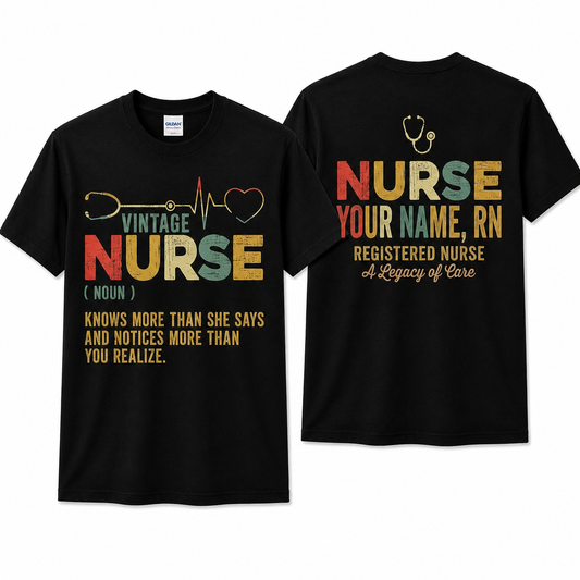 Personalized Vintage Nurse Definition Shirt Custom Medical Humor RN Unisex T-Shirt