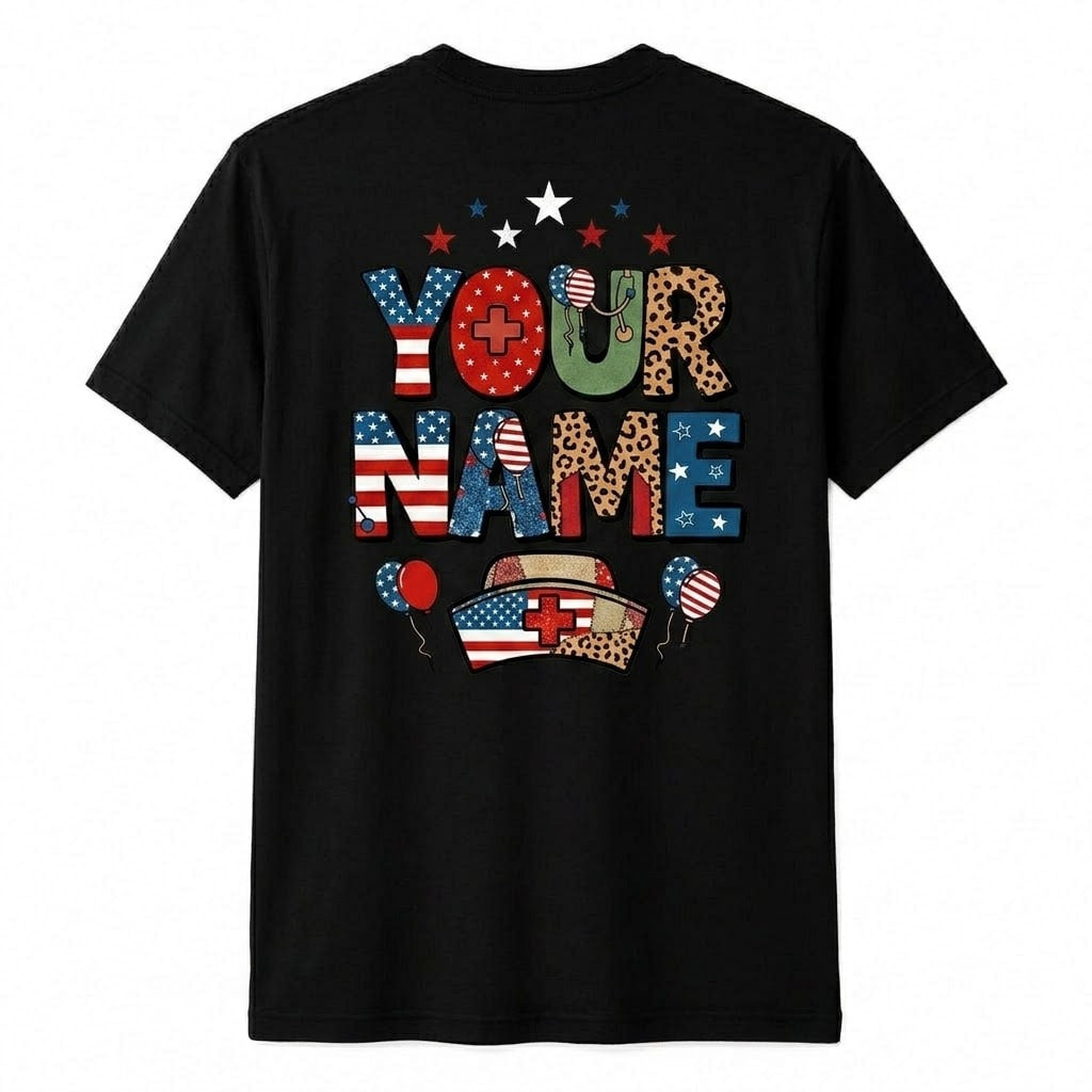 Personalized Patriotic Bow American Flag Shirt Custom 4th of July Unisex T-Shirt