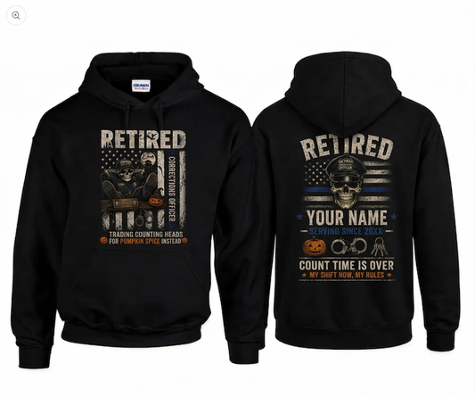 Personalized Retired Correctional Officer American Flag Halloween Hoodie