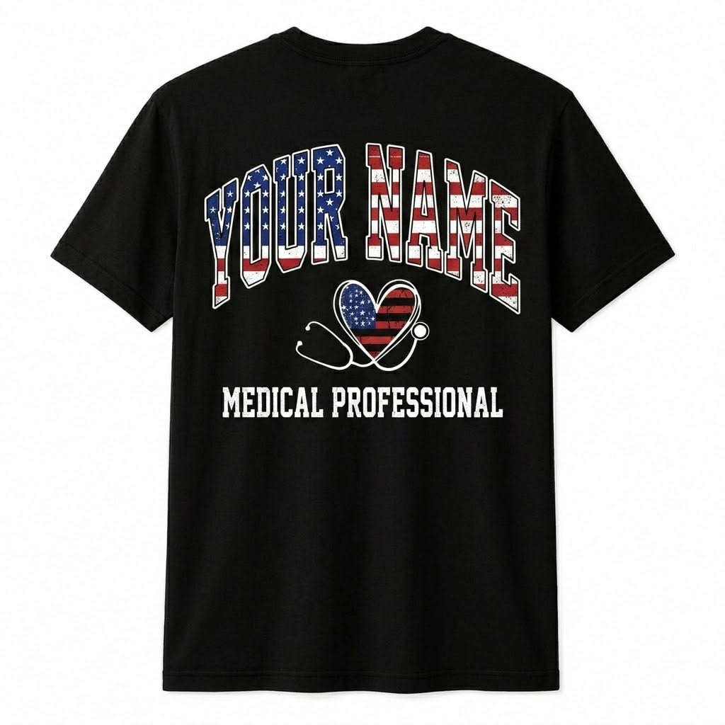 Personalized School Nurse Stethoscope Heart Shirt Custom Nurse Gift Unisex T-Shirt