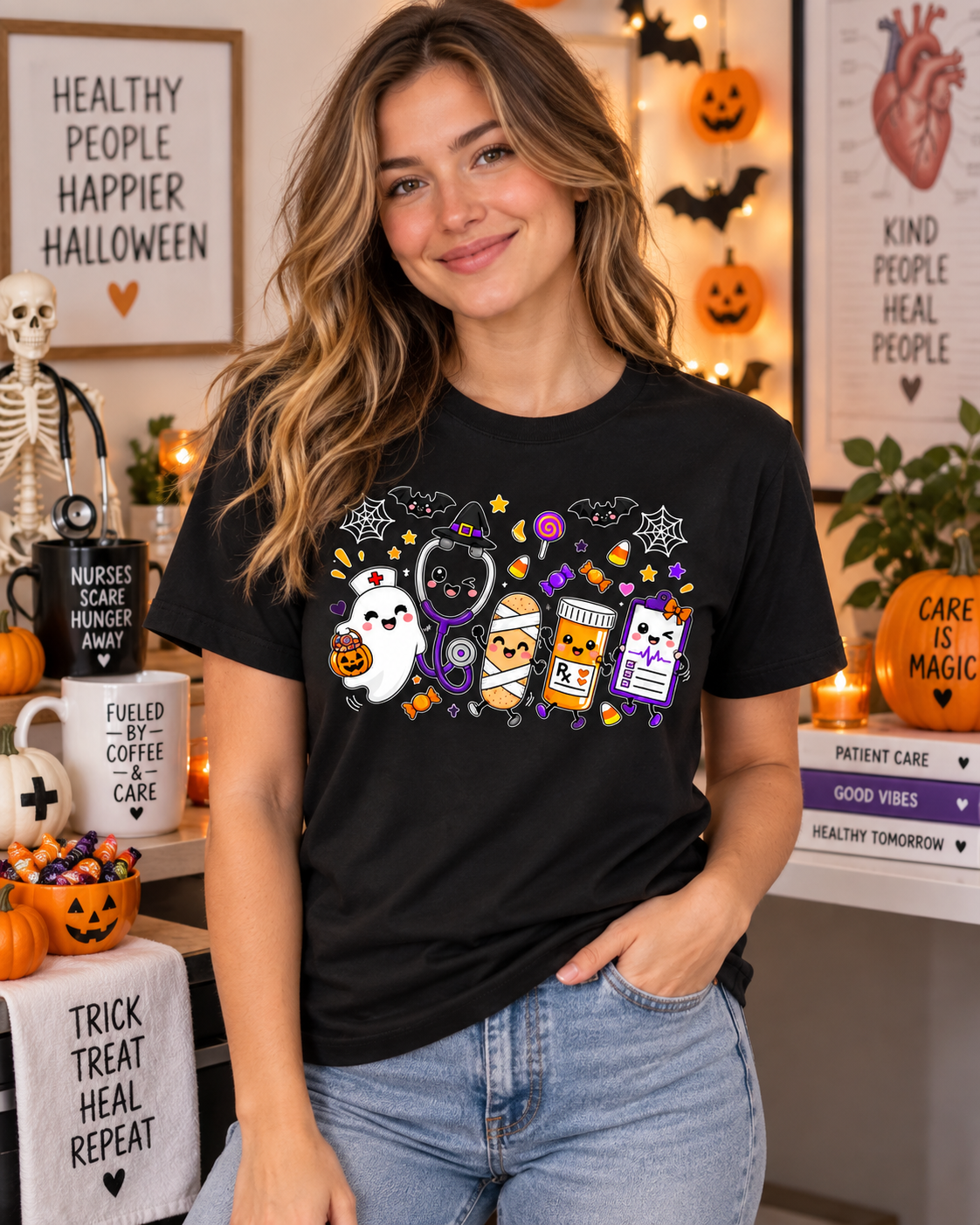 Personalized Halloween Nurse Shirt, Custom Ghost Nurse Tee, Cute Spooky Nursing Gift, Funny Nurse Halloween T Shirt