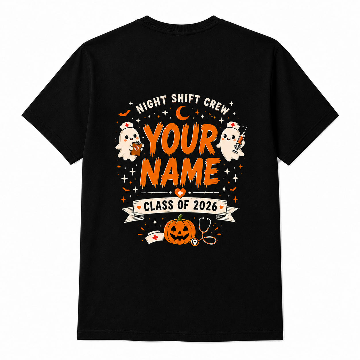 Personalized Night Shift Crew Shirt Custom Spooky Halloween Nurse Unisex T-Shirt