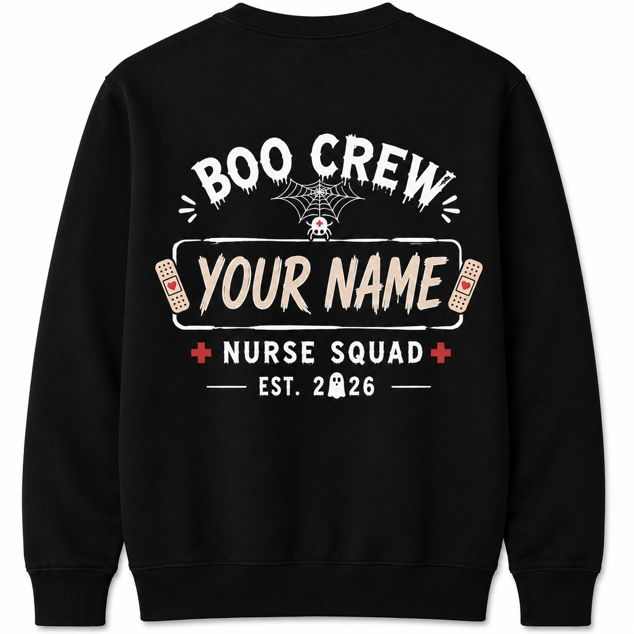 Personalized Halloween Nurse Sweatshirt Custom Name Boo Boo Crew Ghost Graphic RN LPN CNA Nurse Gift