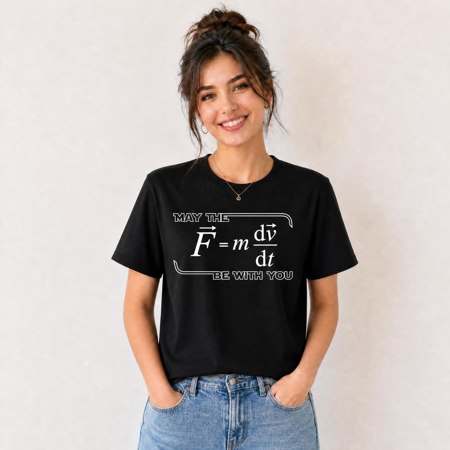 Personalized Funny Science Nerd May The F=m*dv/dt Be With You Unisex T-Shirt