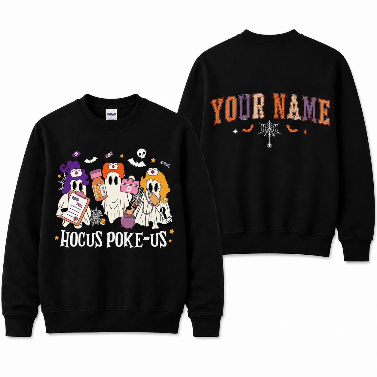 Personalized Custom Hocus Poke-Us Nurse Halloween Sweatshirt Funny Ghost