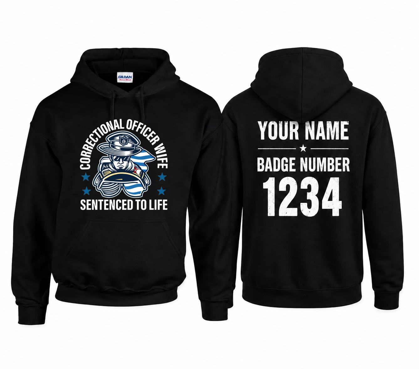 Custom Name Correctional Officer Wife Hoodie, Sentenced To Life CO Wife Thin Silver Line Hooded