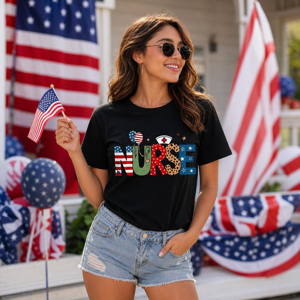Personalized Patriotic Bow American Flag Shirt Custom 4th of July Unisex T-Shirt