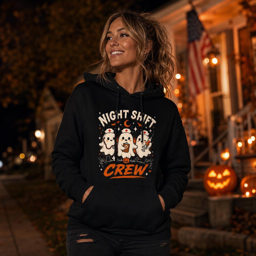 Personalized Night Shift Crew Shirt Custom Spooky Halloween Nurse Unisex T-Shirt