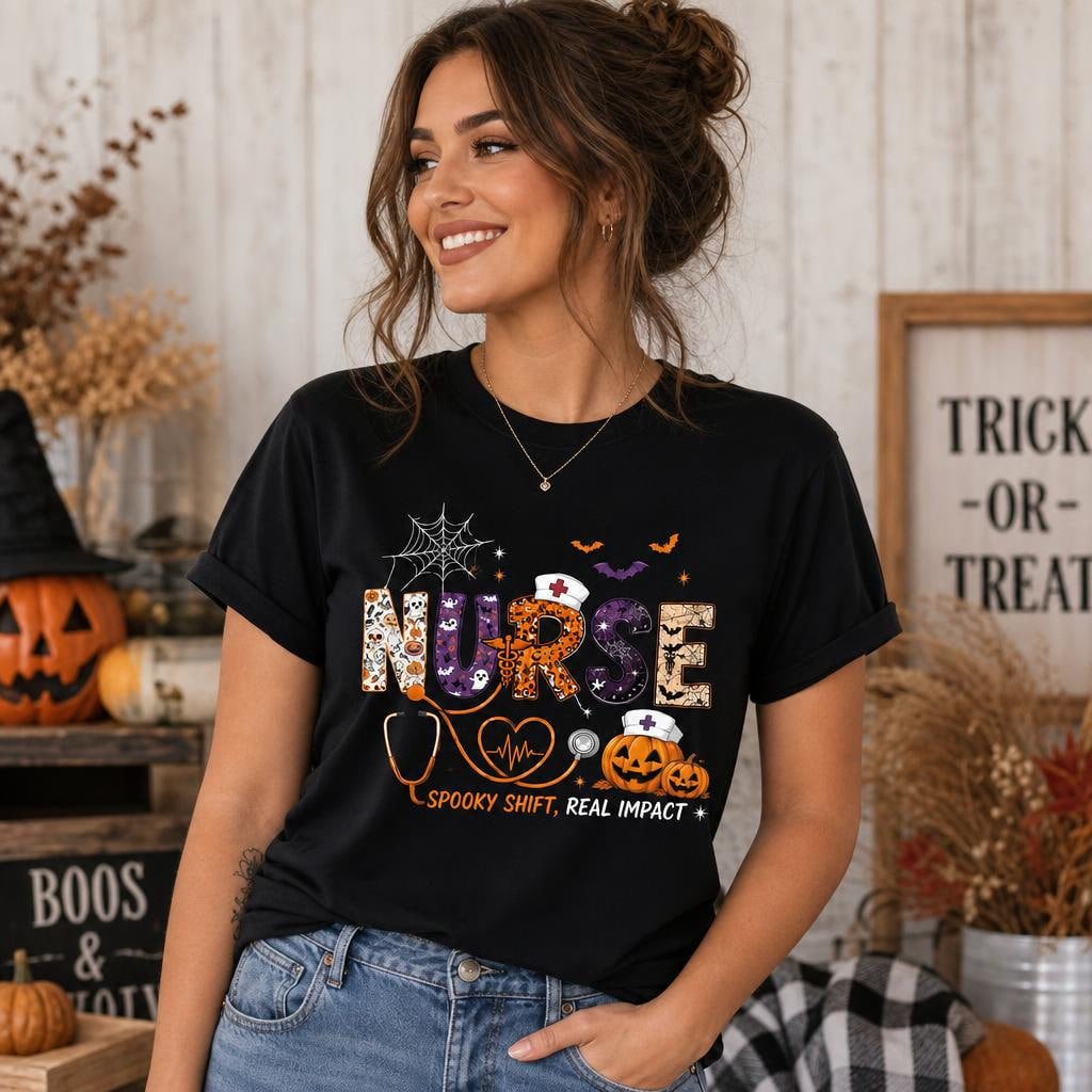 Personalized Ghost Halloween Shirt Custom Pumpkin Fall Spooky Tee T-Shirt