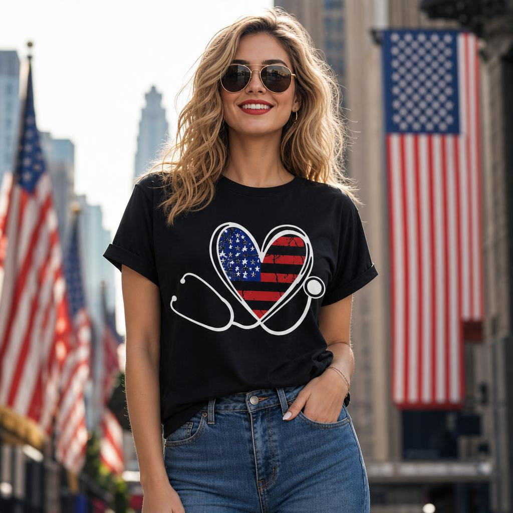 Personalized School Nurse Stethoscope Heart Shirt Custom Nurse Gift Unisex T-Shirt