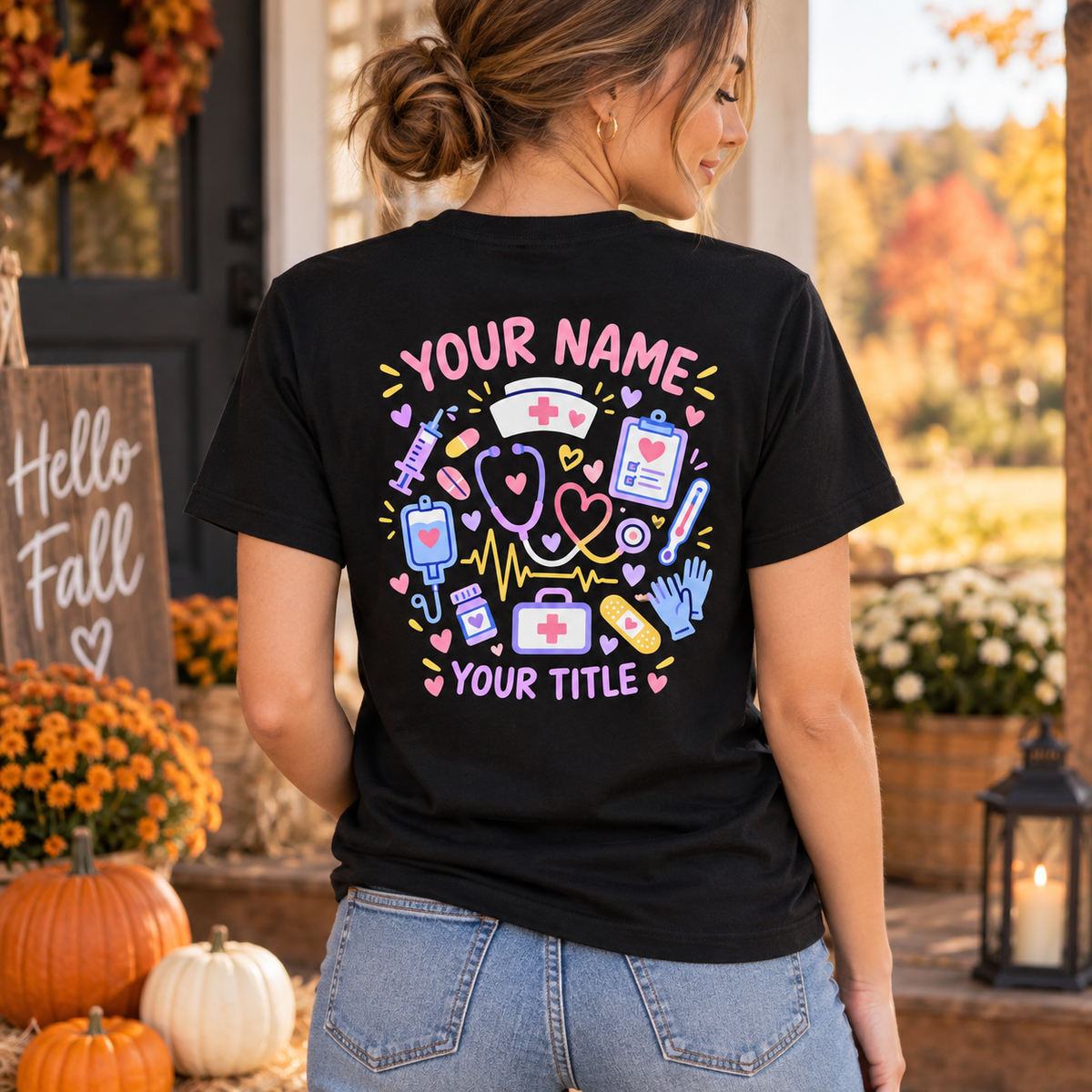 Personalized Custom Nurse Shirt, Cute Heart Nursing Tee, Medical Professional Gift for RN LPN CNA, Healthcare Worker Shirt