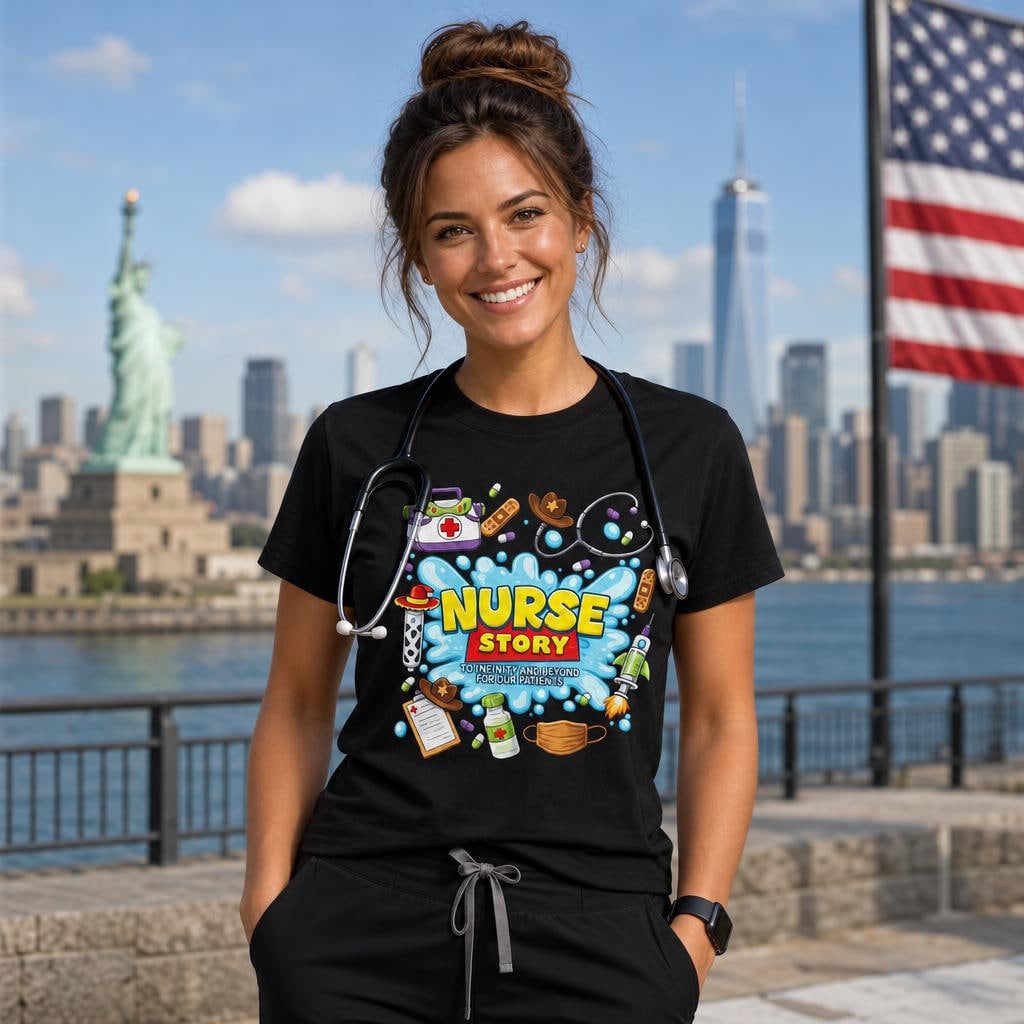 Cute Nurse Story Shirt Funny Cartoon Inspired RN Gift Nurse Life Unisex T-Shirt