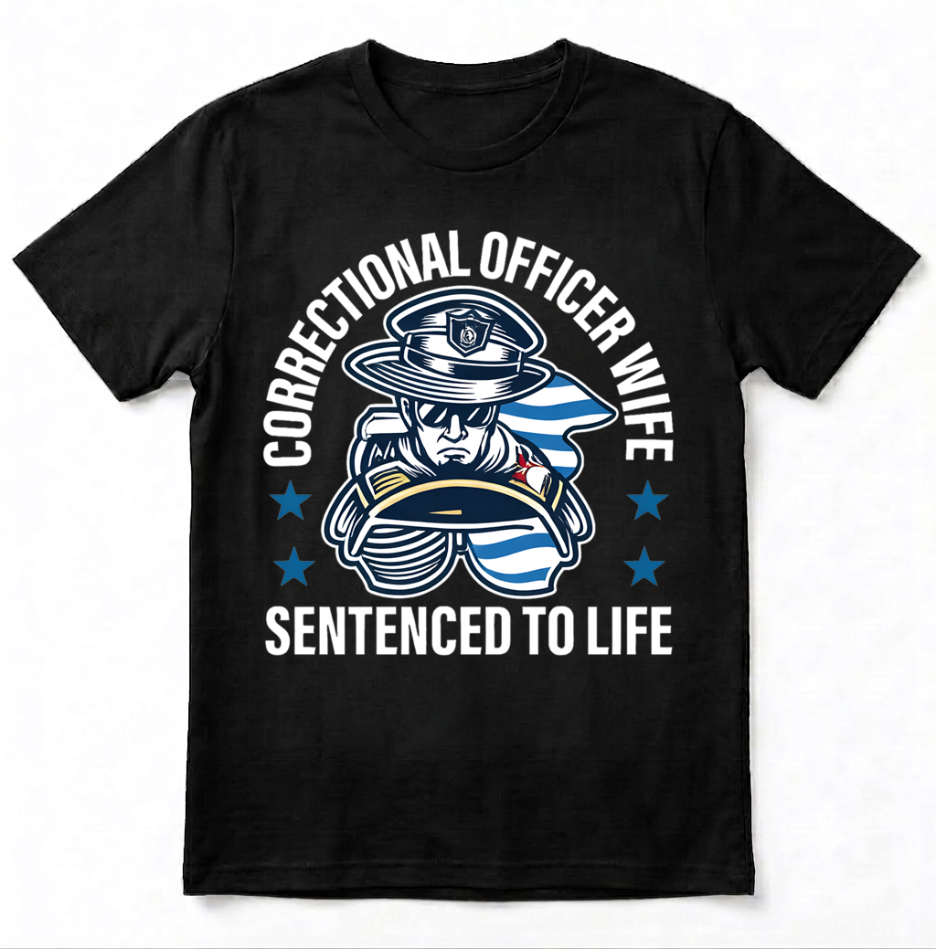 Custom Name Correctional Officer Wife Shirt, Sentenced To Life CO Wife Thin Silver Line Tee