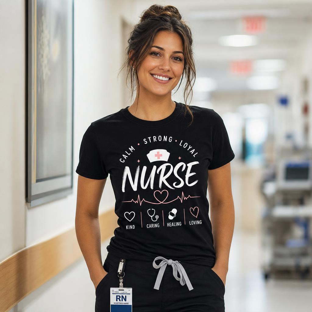Personalized Kind Caring Loving Calm Strong Loyal Nurse Shirt Custom Unisex T-Shirt
