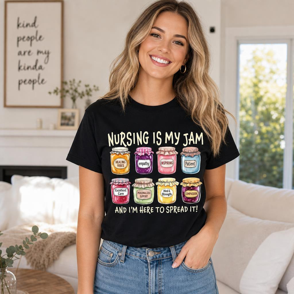 Nursing Is My Jam Nurse Shirt Registered RN Gift Funny Medical Unisex T-Shirt
