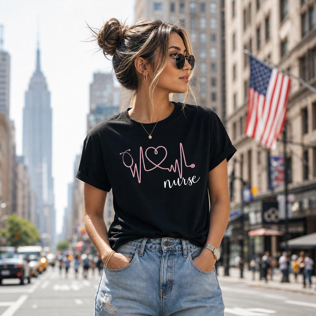 Personalized Nurse Heartbeat Shirt Custom RN Gift Nursing Life Unisex T-Shirt