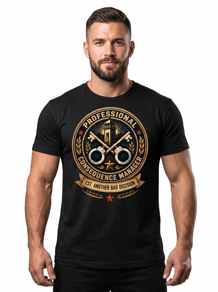 Custom Corrections Officer Shirt – "Professional Consequence Manager" Front & Back Graphic Tee, Personalized Jailer Deputy Gift