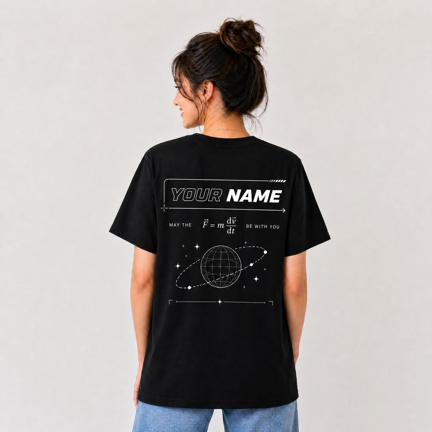 Personalized Funny Science Nerd May The F=m*dv/dt Be With You Unisex T-Shirt