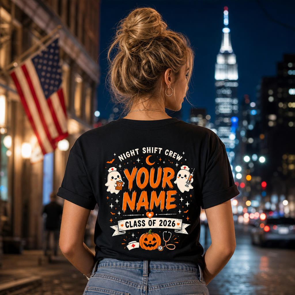 Personalized Night Shift Crew Shirt Custom Spooky Halloween Nurse Unisex T-Shirt